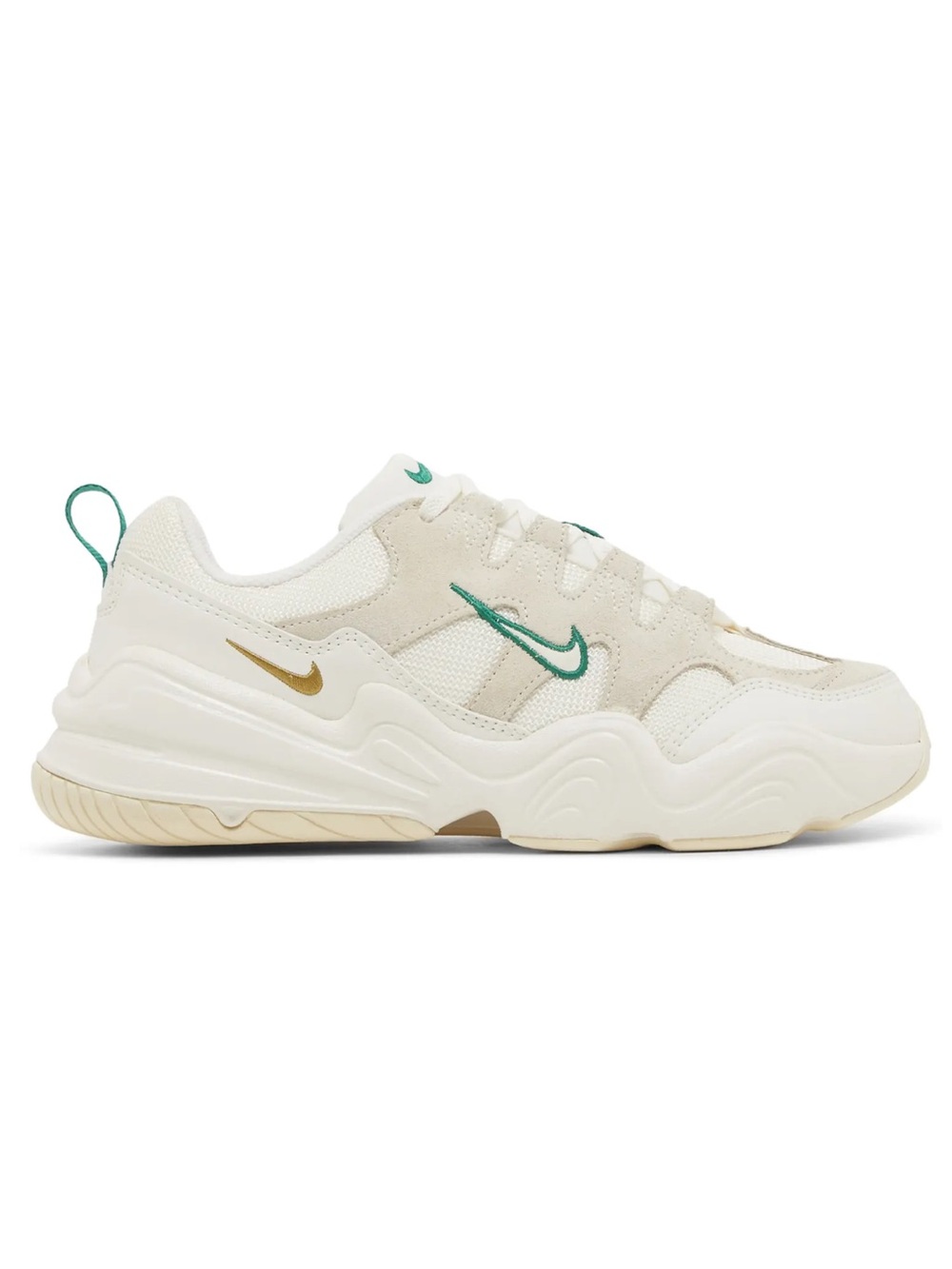 Nike Cream Retro Chunky Sneakers with Teal & Gold Swoosh